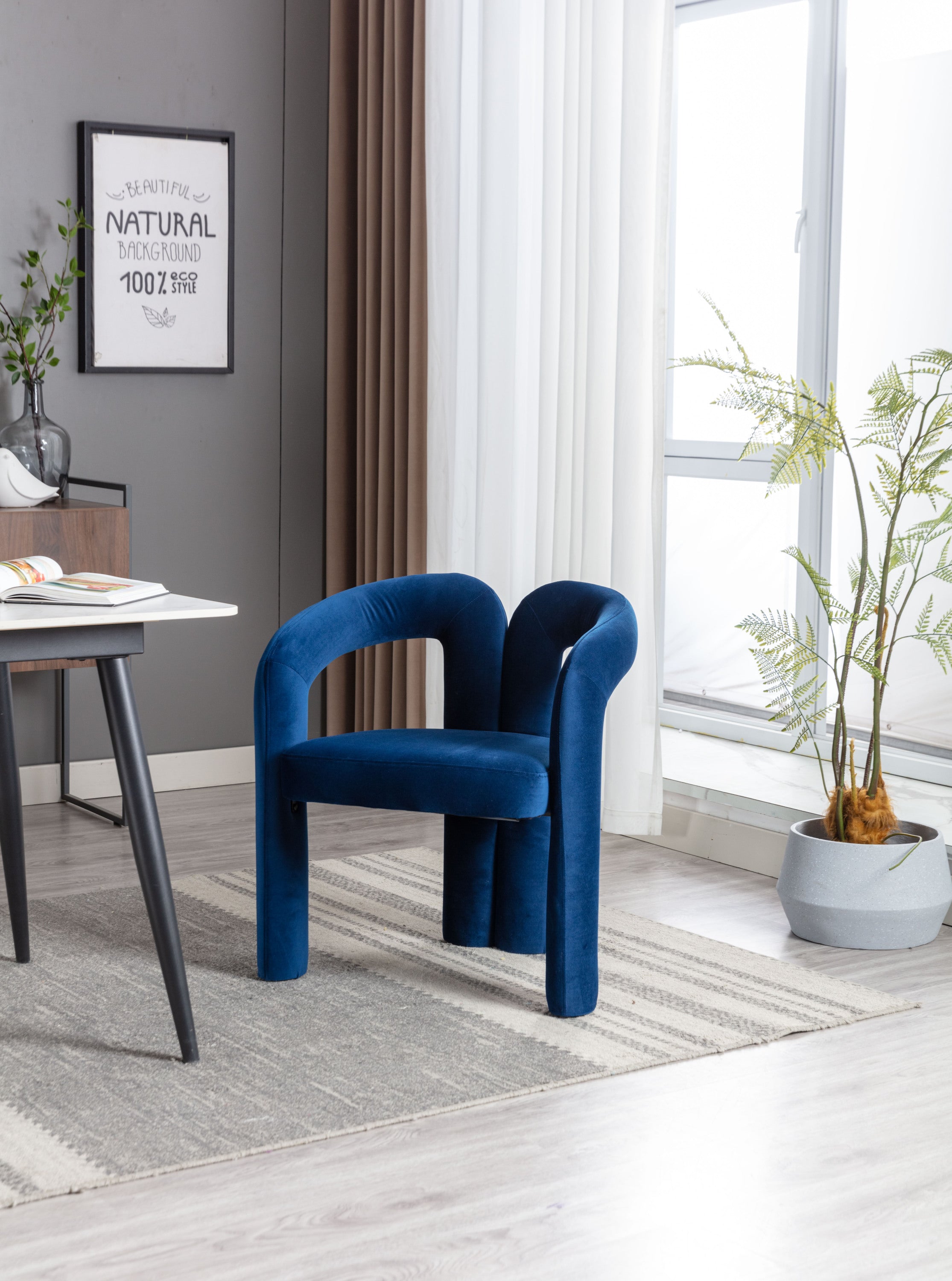 Velvet Barrel Accent Chair Set of 2 — Wood Legs