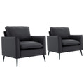 Black faux leather lounge chair set of two — front view