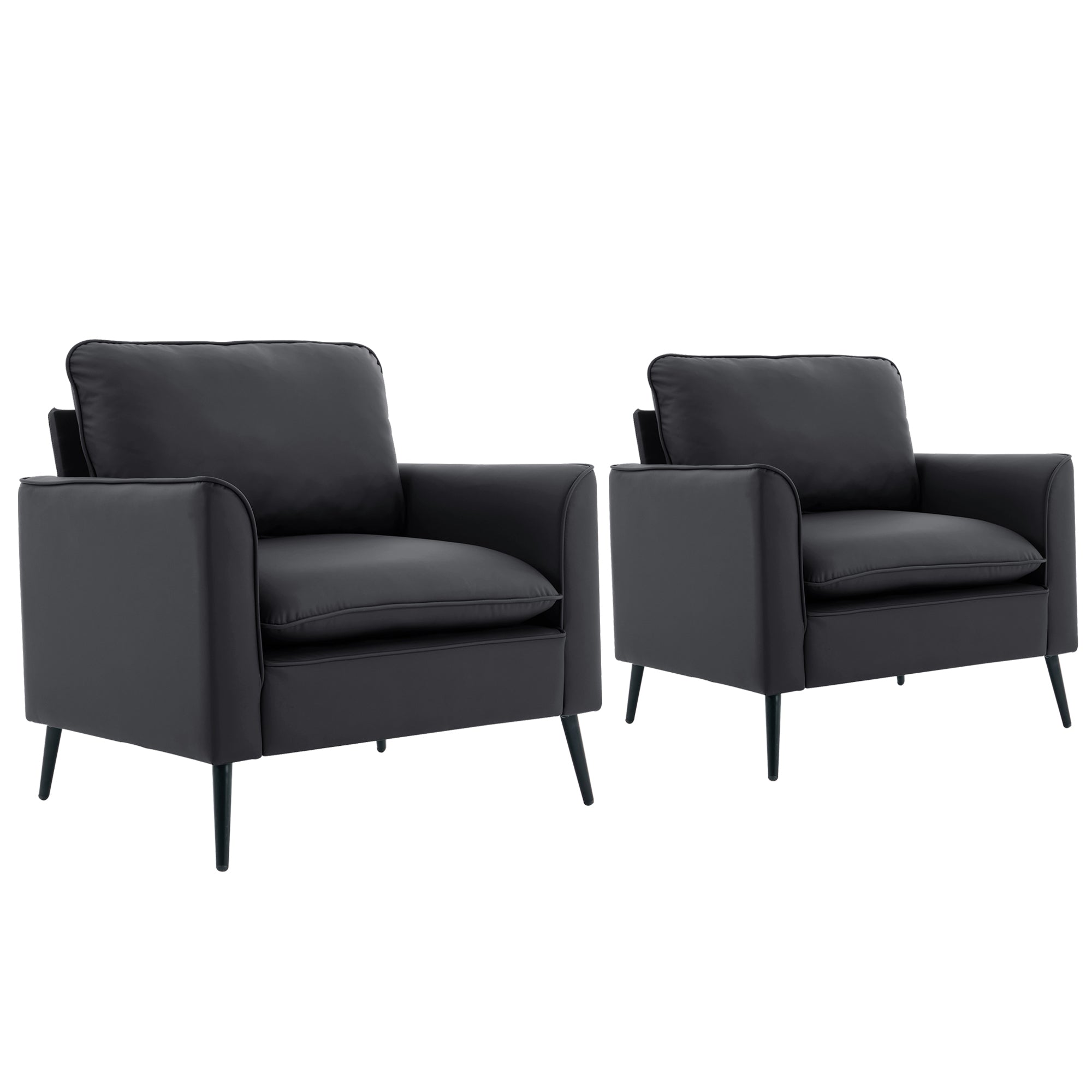 Faux Leather Lounge Chair Set of 2 — Nordic Retro Accent
