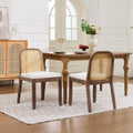 Set of 2 Curved Arched Cane Back Dining Chairs,Mid Century Farmhouse Side Chairs,Distressed Solid Wood Frame,Chenille Cushion with S-Spring and Sponge,Armless Accent Chairs for Kitchen,Beige,SW1899BG