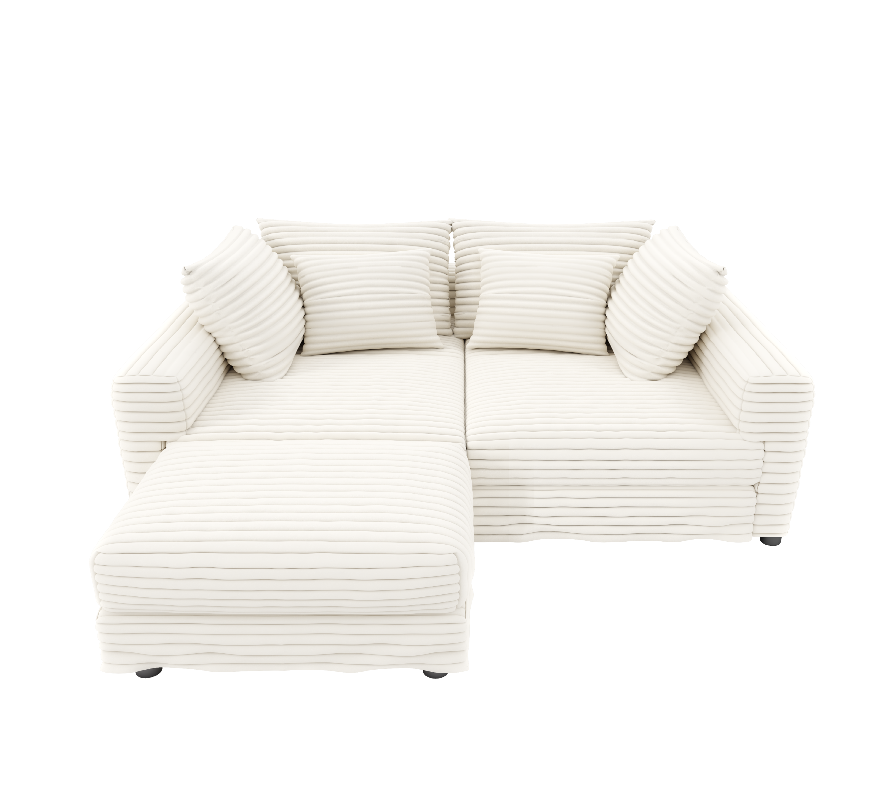 102.4 'Plush Corduroy 4-Seat Sofa,Modern Comfy Upholstered Sofa Cloud Couch,Deep Seat Couches with Soft Pillows and 3 Ottomans,Convertible Sofa Lounge Chair,Black(Old SKU:W1885S00287)