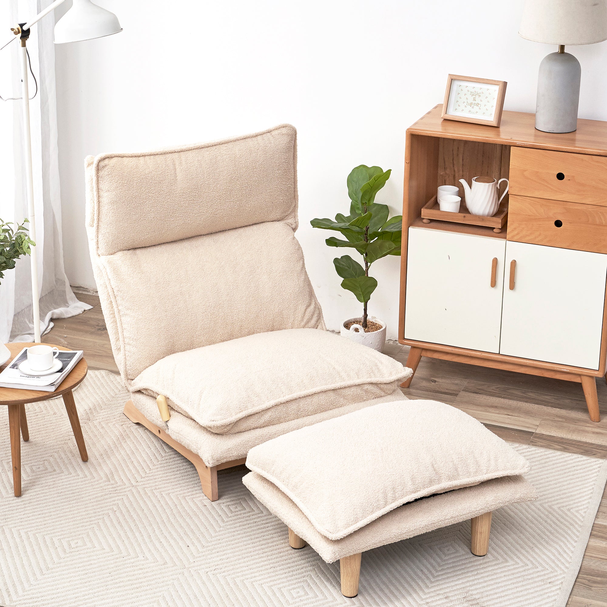 Reclining lounge chair side profile