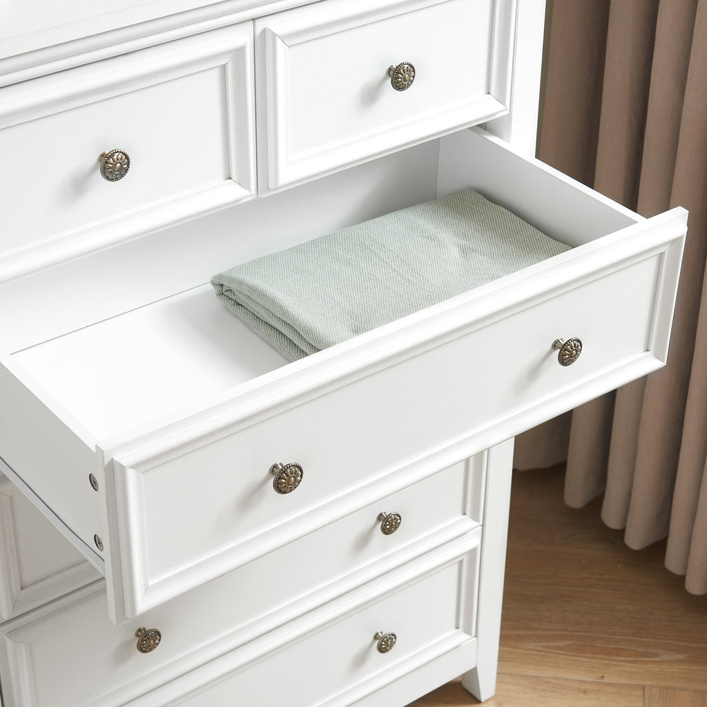 White 6-drawer dresser side profile view