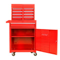 Red rolling tool chest with five drawers — front view