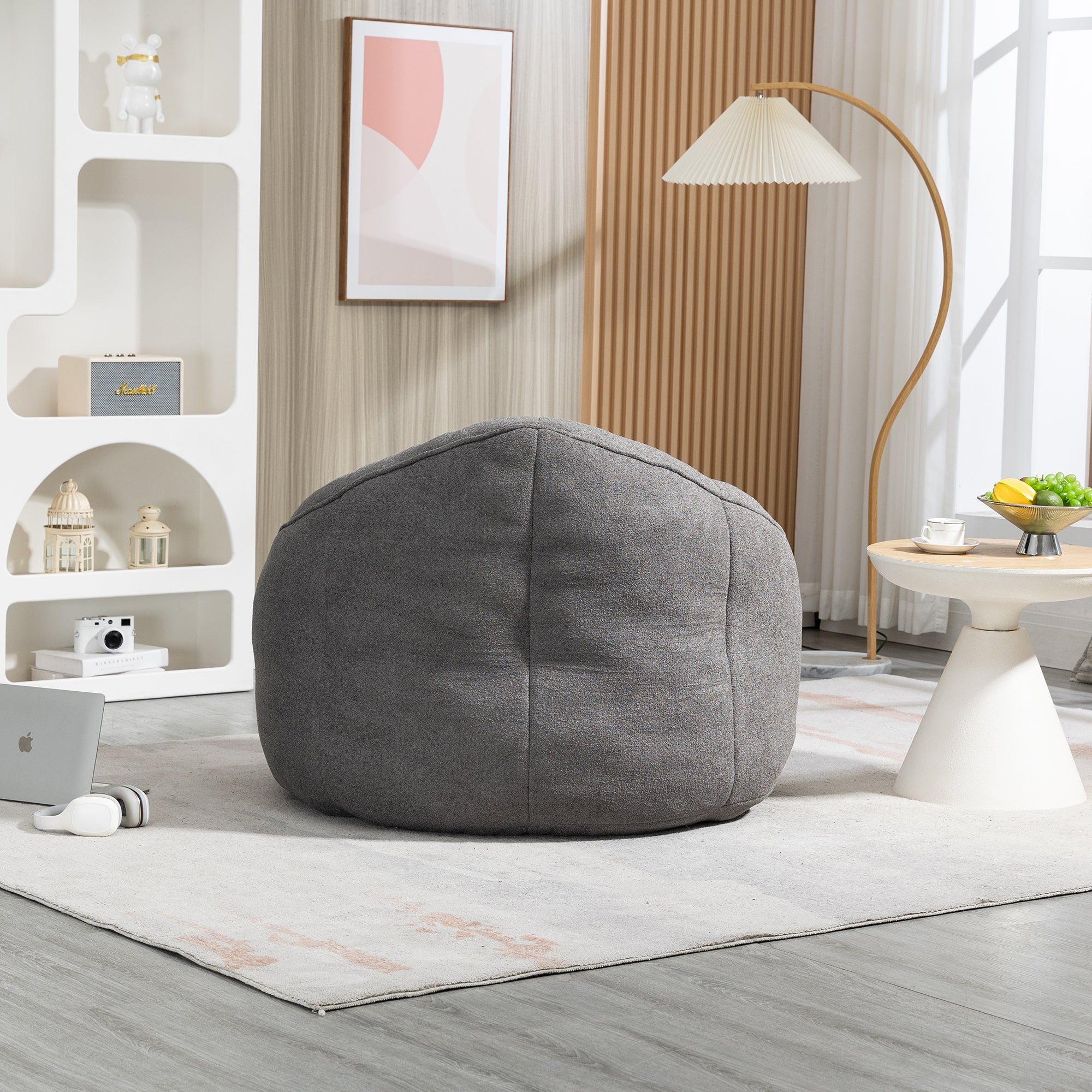 Grey microfiber lounge chair plush cushioning