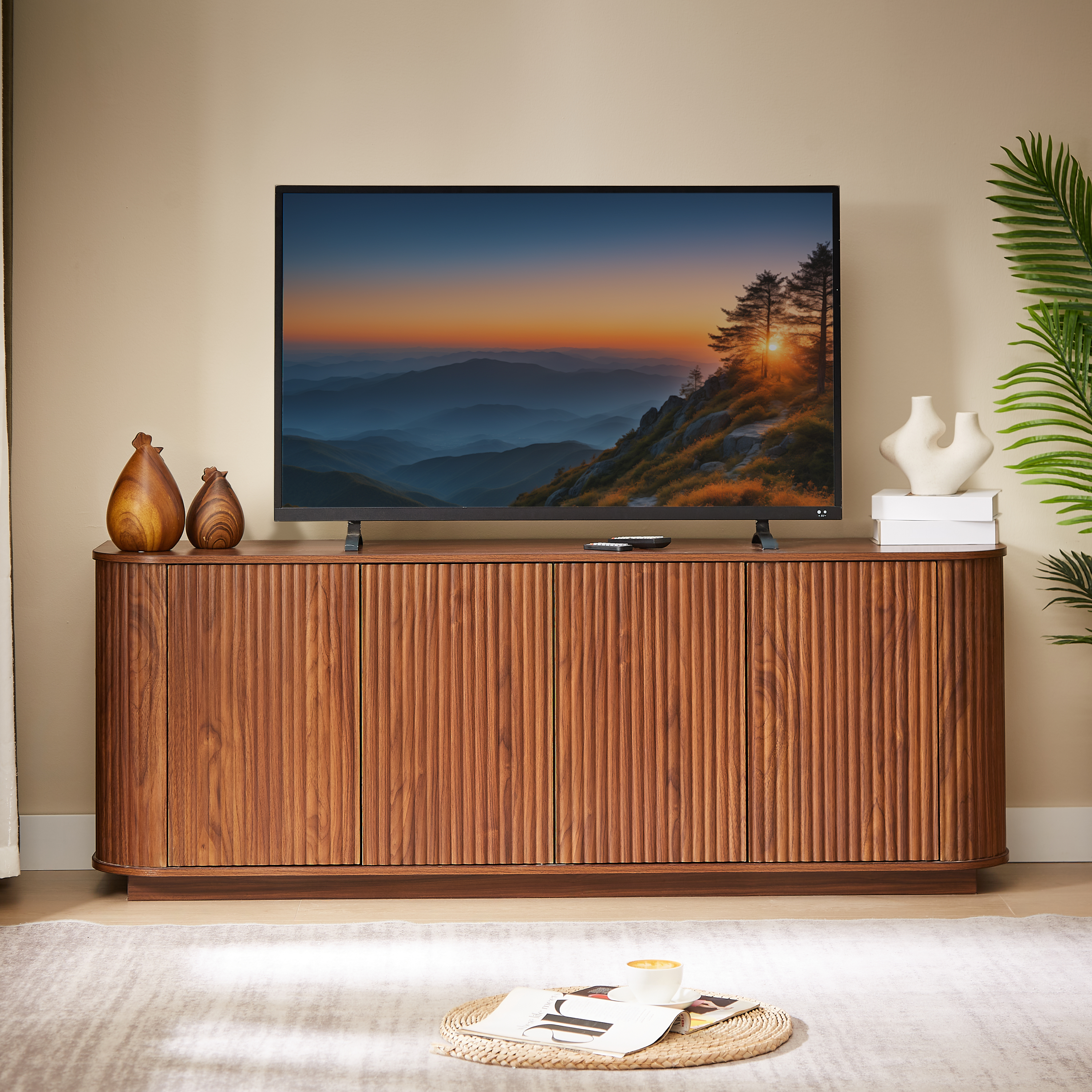 Contemporary sideboard wave door design — angle view