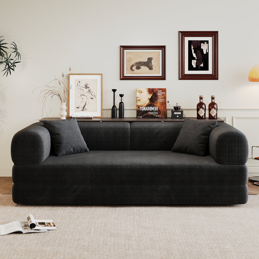 Black compression convertible floor sofa bed product photo