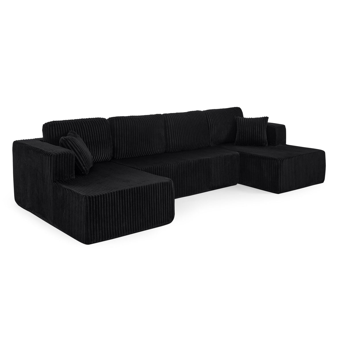 U shape Modular Sectional Sofa, Compressed Sectional Sofa Modern Minimalist Style Corduroy Couch, Sleeper Sofa for Living Room, Bedroom, Comfy Compressed Sofa Couch Space-Efficient Design-green