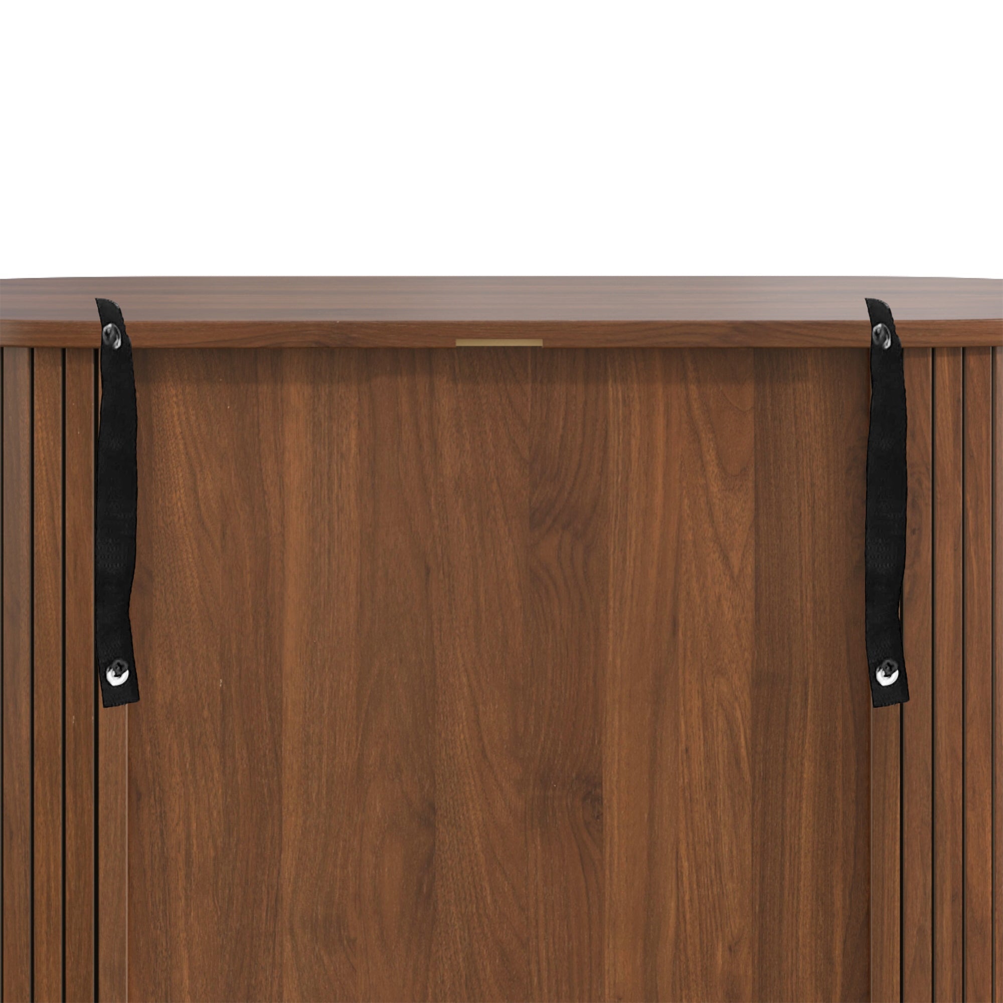 28' Fluted Wine Bar Cabinet with 8-Grid Wine Rack, 5-Level Adjustable Shelves, 2 Glass Holders, Smoothly Sliding Tambour Doors, 4 Hidden Storage Space on the Side, Modern Liquor Coffee Station, Black