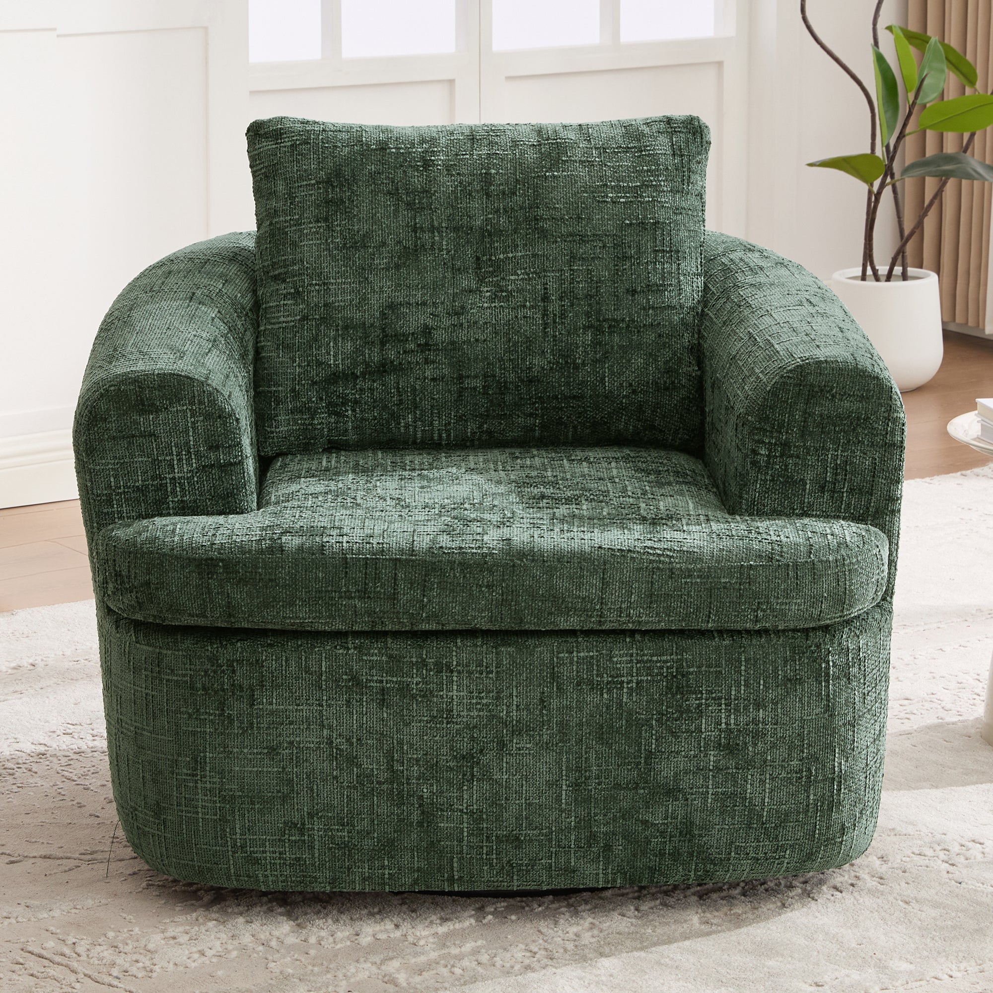 Round accent chair tufted back pillow removable detail