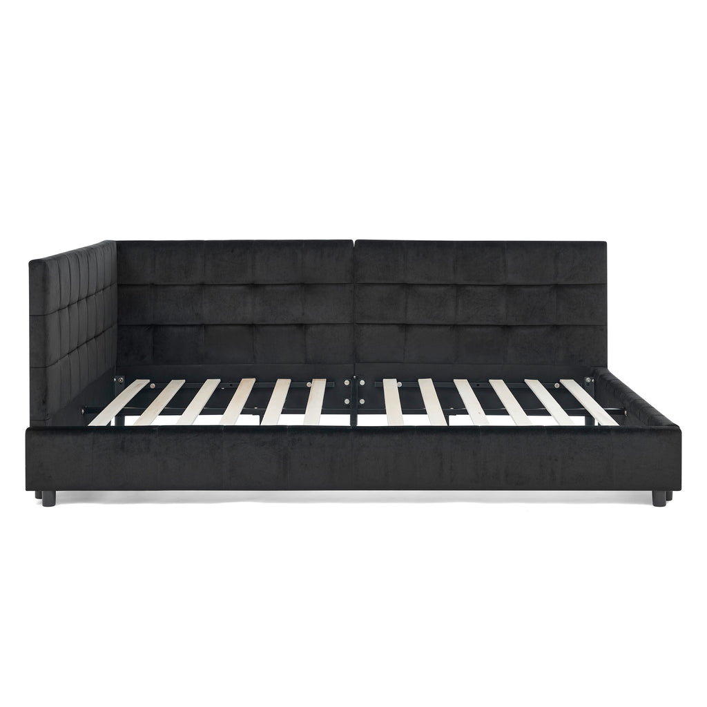 Black velvet full size daybed — full product photo