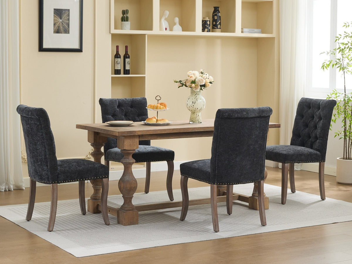 Upholstered Chenille Fabric Accent Dining Chair, Curved Solid Wood Legs, Elegant Tufted Club Dining Room Kitchen Room Arm Dining Chair, Single Pack,Olive Green,SW1895OL