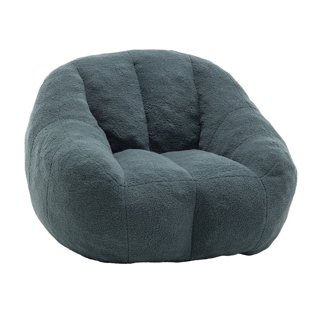 Green teddy bean bag chair with memory foam — front view