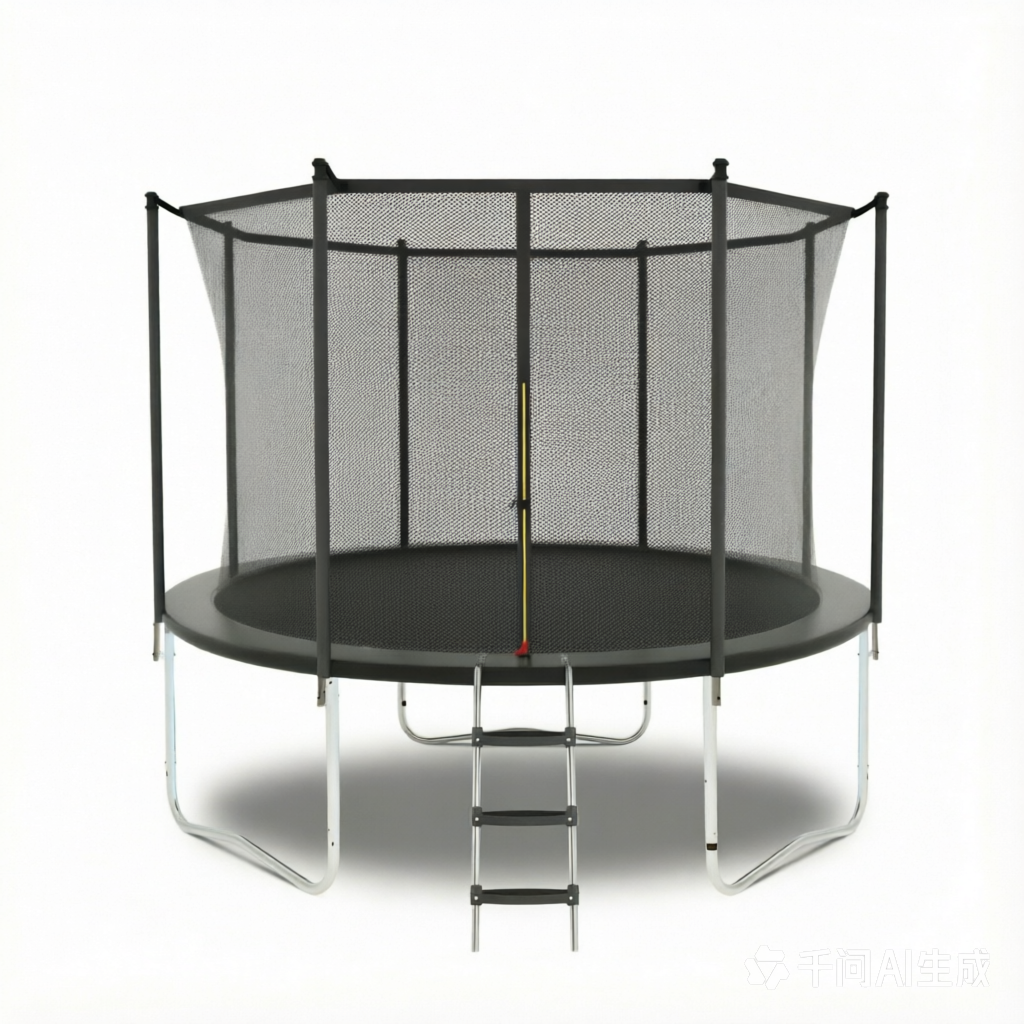 8ft outdoor kids trampoline with safety enclosure — front view