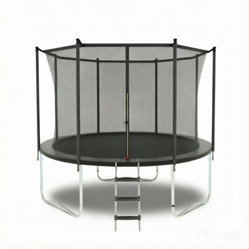 8ft outdoor kids trampoline with safety enclosure — front view