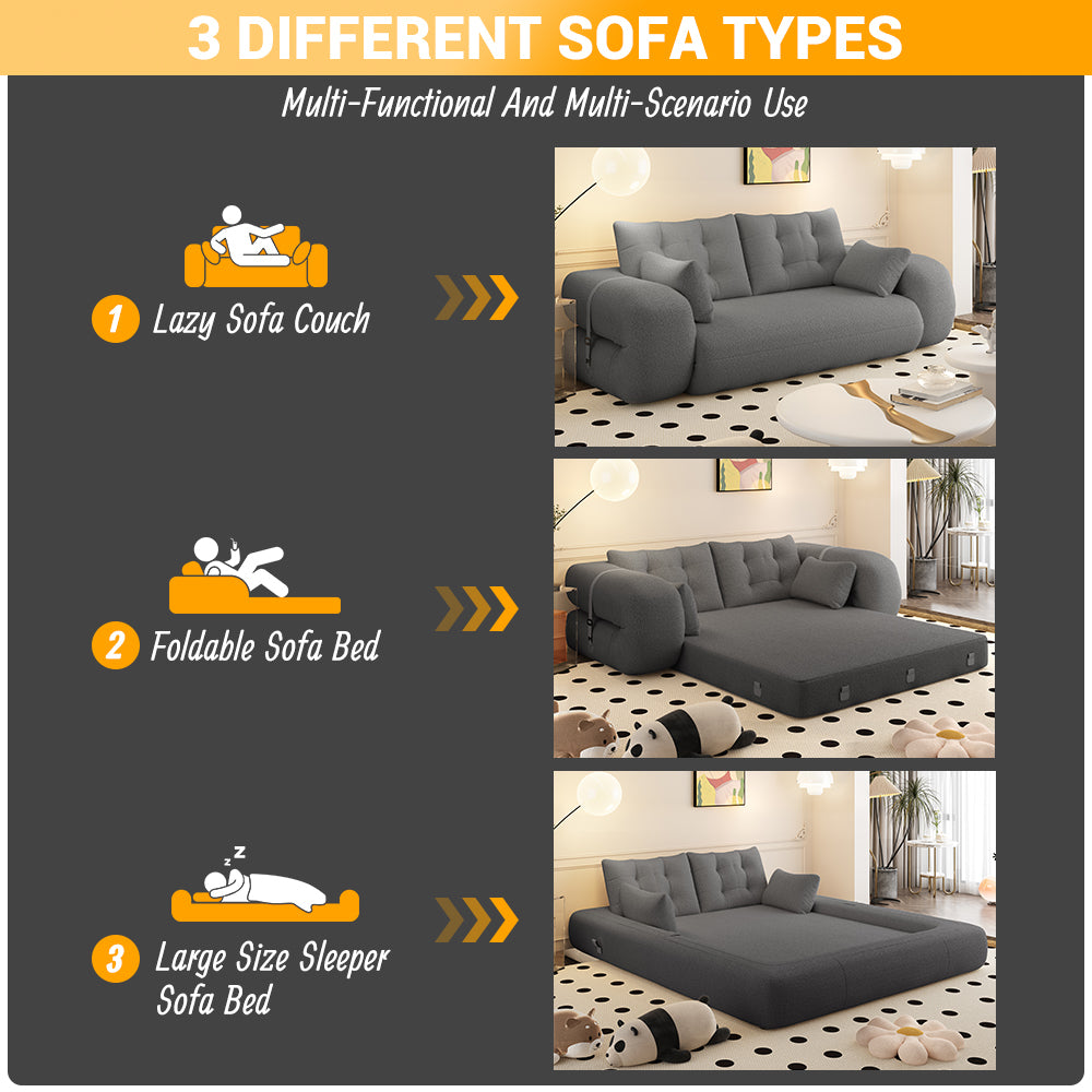 Grey foldable sofa in playroom or guest room