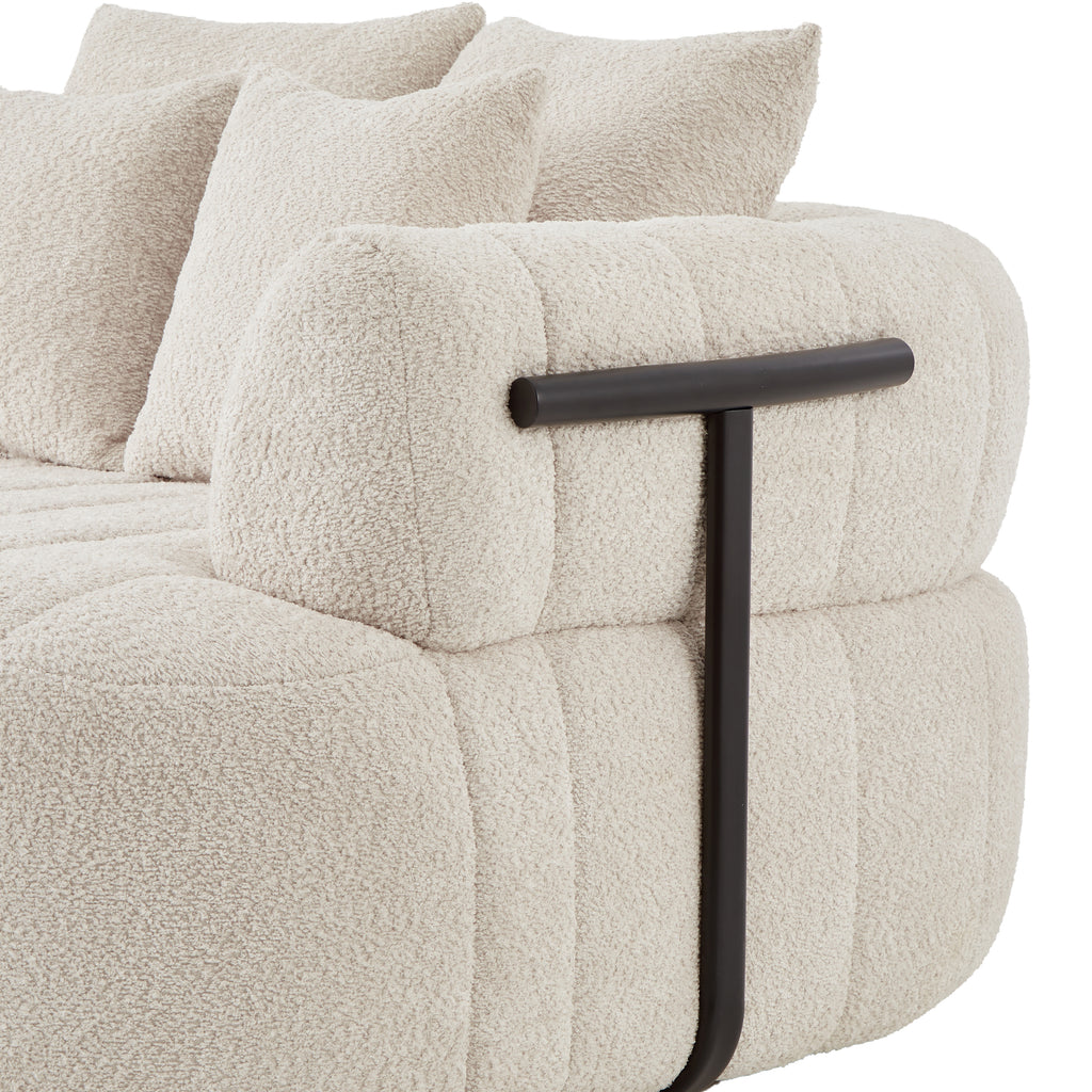 Oversized boneless chaise beige fabric seat cushion