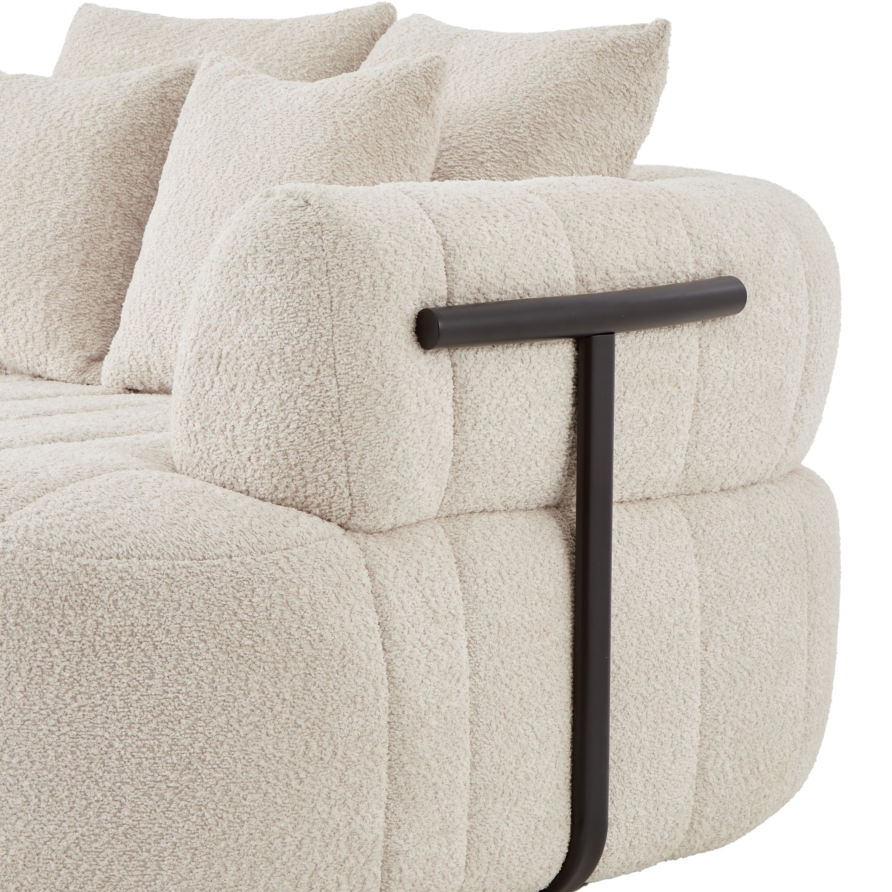 Oversized boneless chaise beige fabric seat cushion