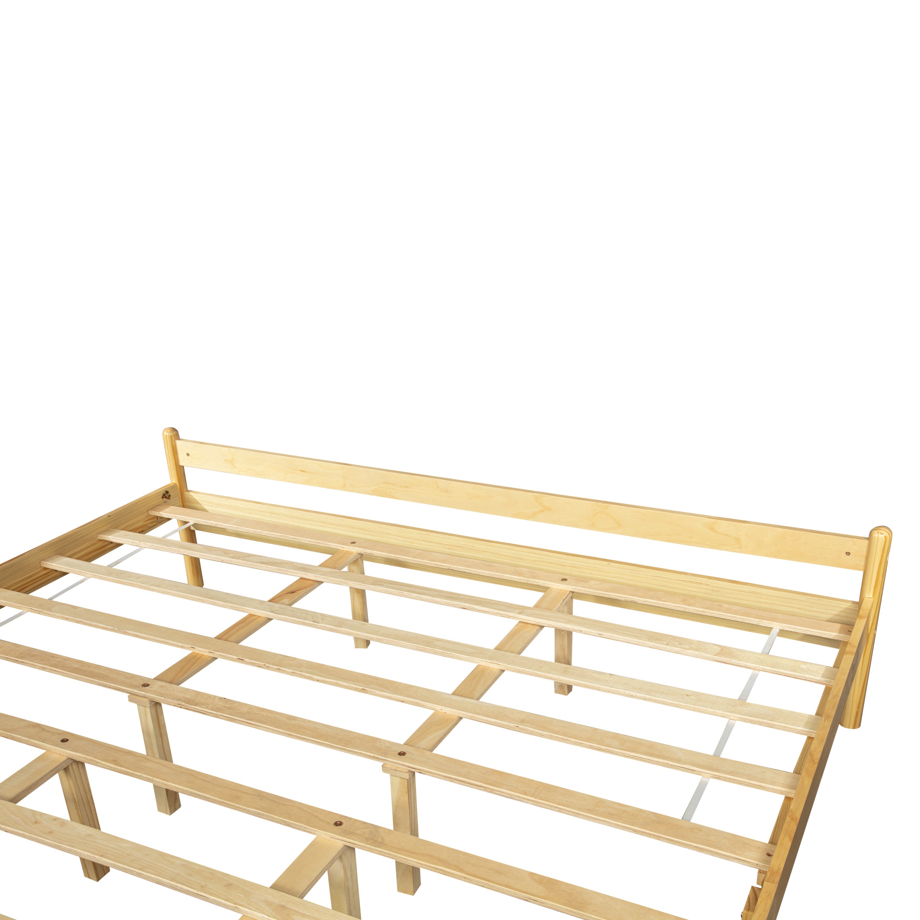 Traditional Style King Size Bed with Headboard and Footboard, Pinewood Bed with Strengthened Bed Frame,Walnut