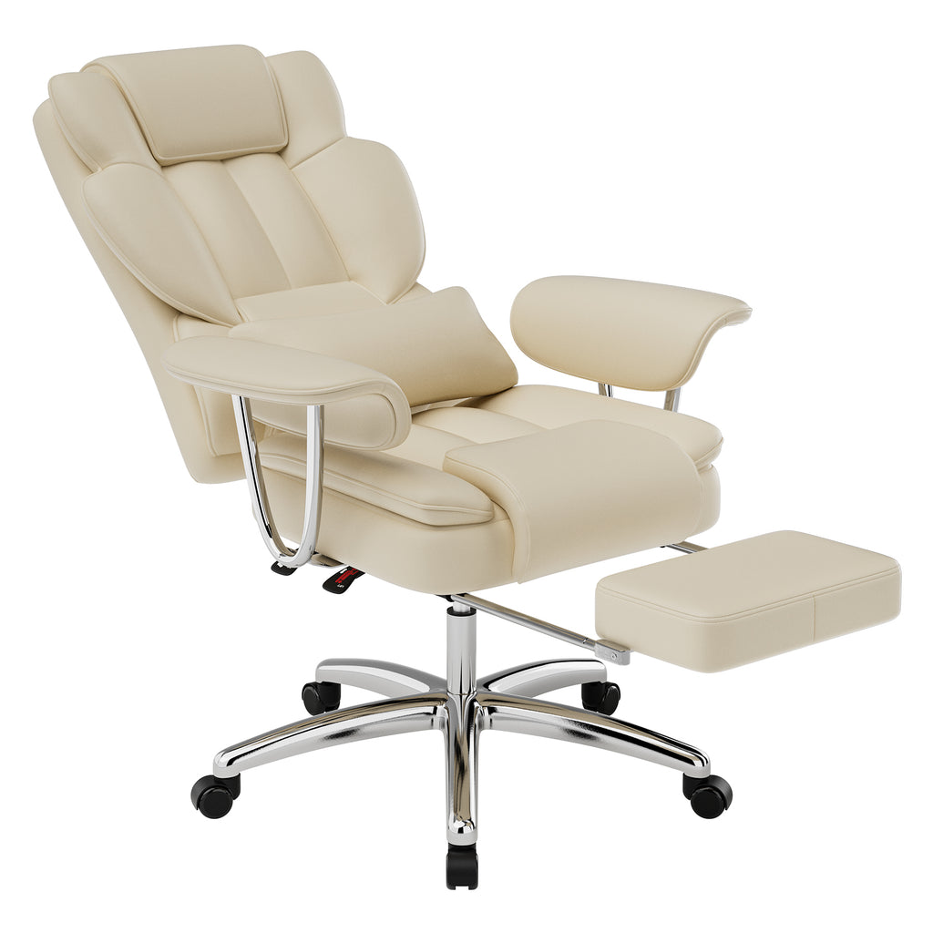 Reclining office chair with footrest detail