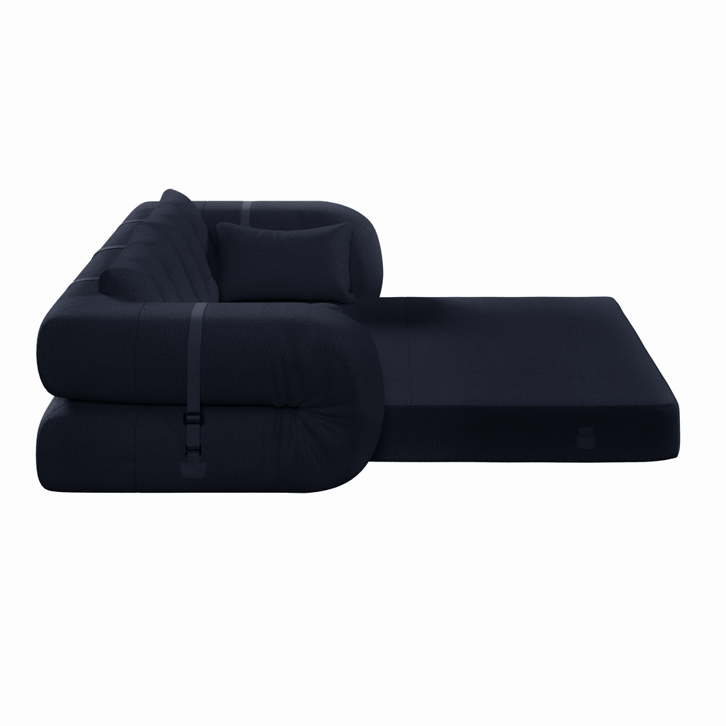 Foldable sherpa fleece sofa bed product photo
