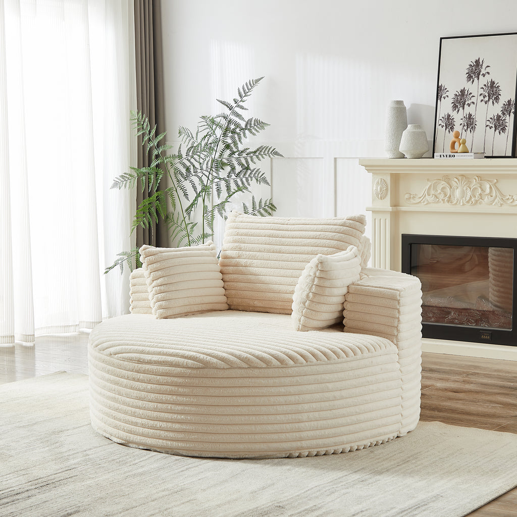 No-assembly fluffy chair unpacked and fluffed