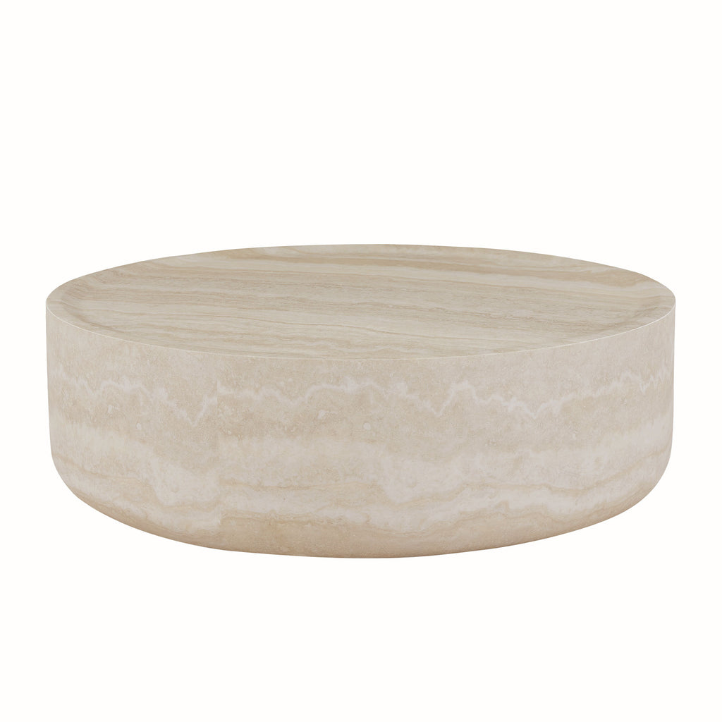 Contemporary circular coffee table living room full view