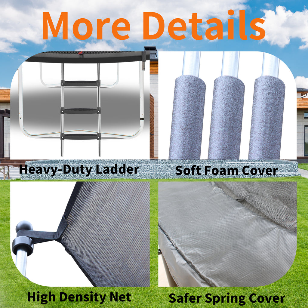 8 ft trampoline ladder and foam frame sleeve close-up