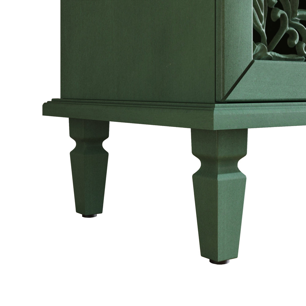 60' Antique Buffet Cabinet with Floral Carvings with Solid Wood Legs&Antique Brass Handles&Adjustable Shelves, TV Stand for 65''+ TV, Sideboard for Living Room,Dining Room (Antique Grey White)
