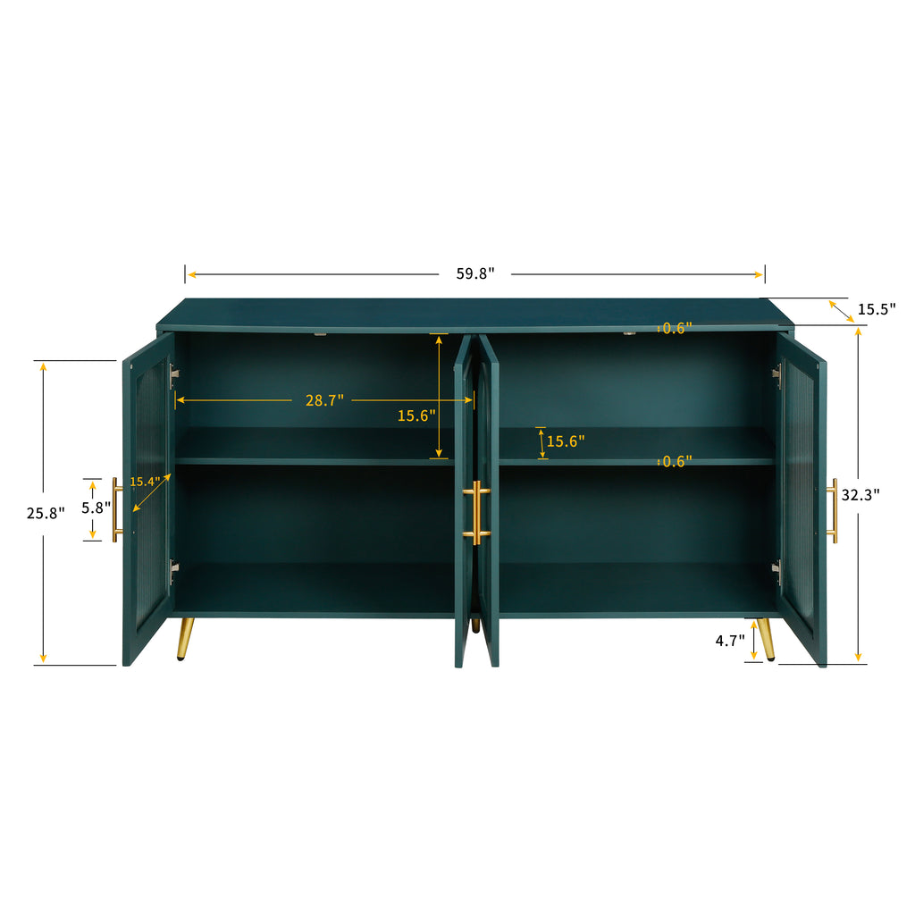 Navy blue Gaussian glass TV stand full product display