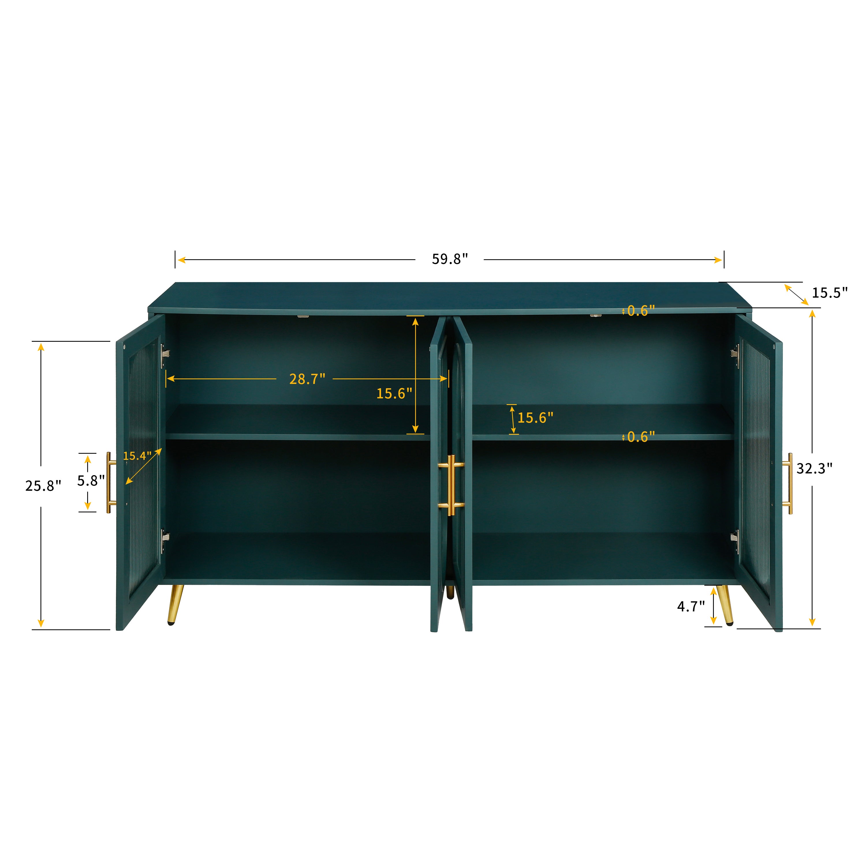 Navy blue Gaussian glass TV stand full product display