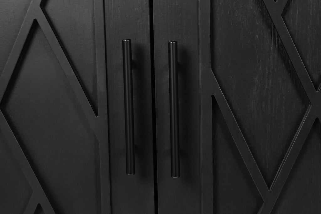 Antique black 4-door console sideboard side profile