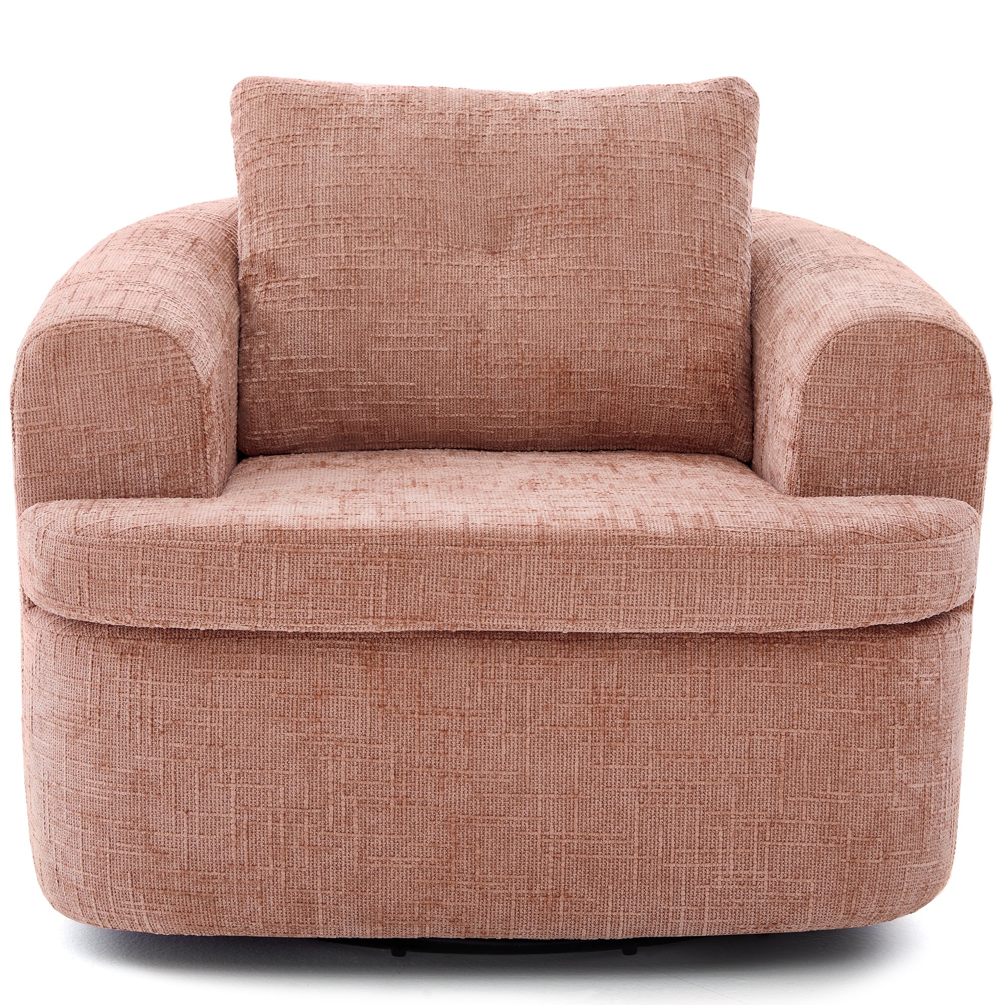 Chenille Swivel Barrel Chair — 360° Dual-Layer Cushion