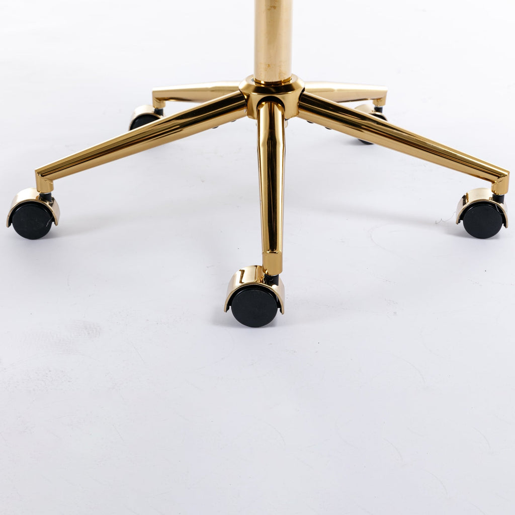 Faux Fur Office Chair — 40° Reclining with Gold Metal Base & Wheels