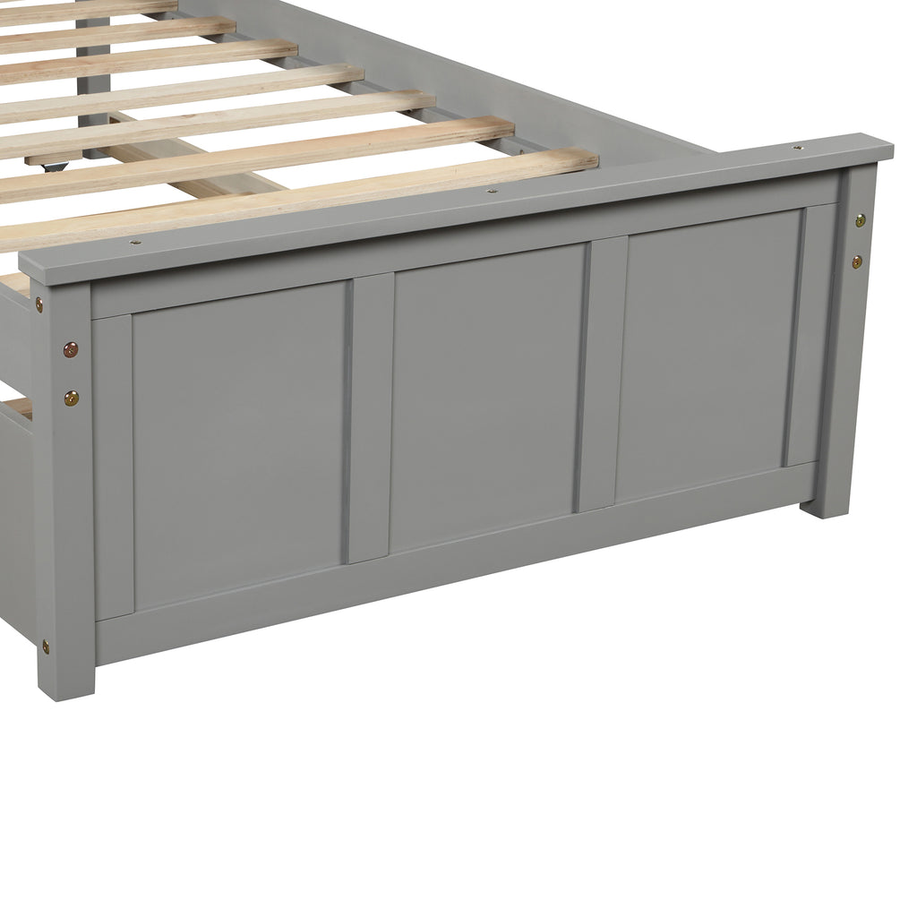 Gray platform bed slat support detail