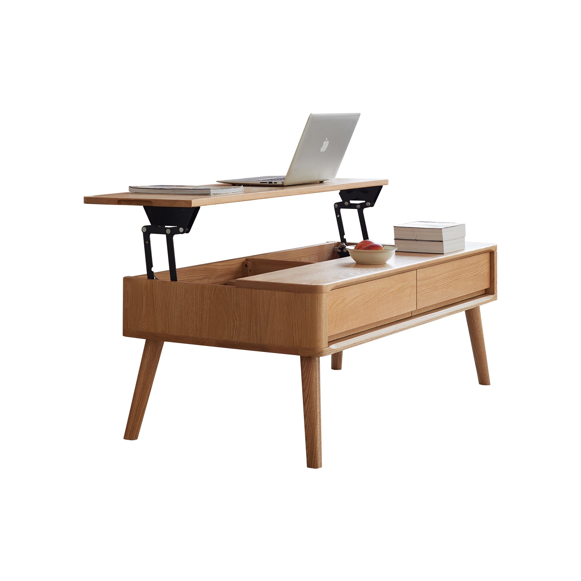 Solid Oak Lift-Top Coffee Table with Hidden Storage — 39" Wide