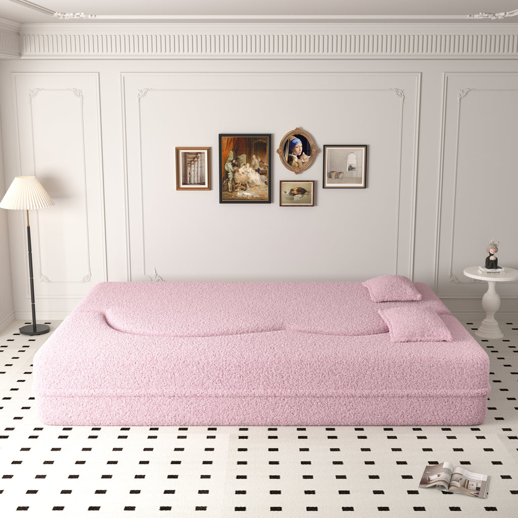 Convertible sofa bed expanded to full-size sleeper mode