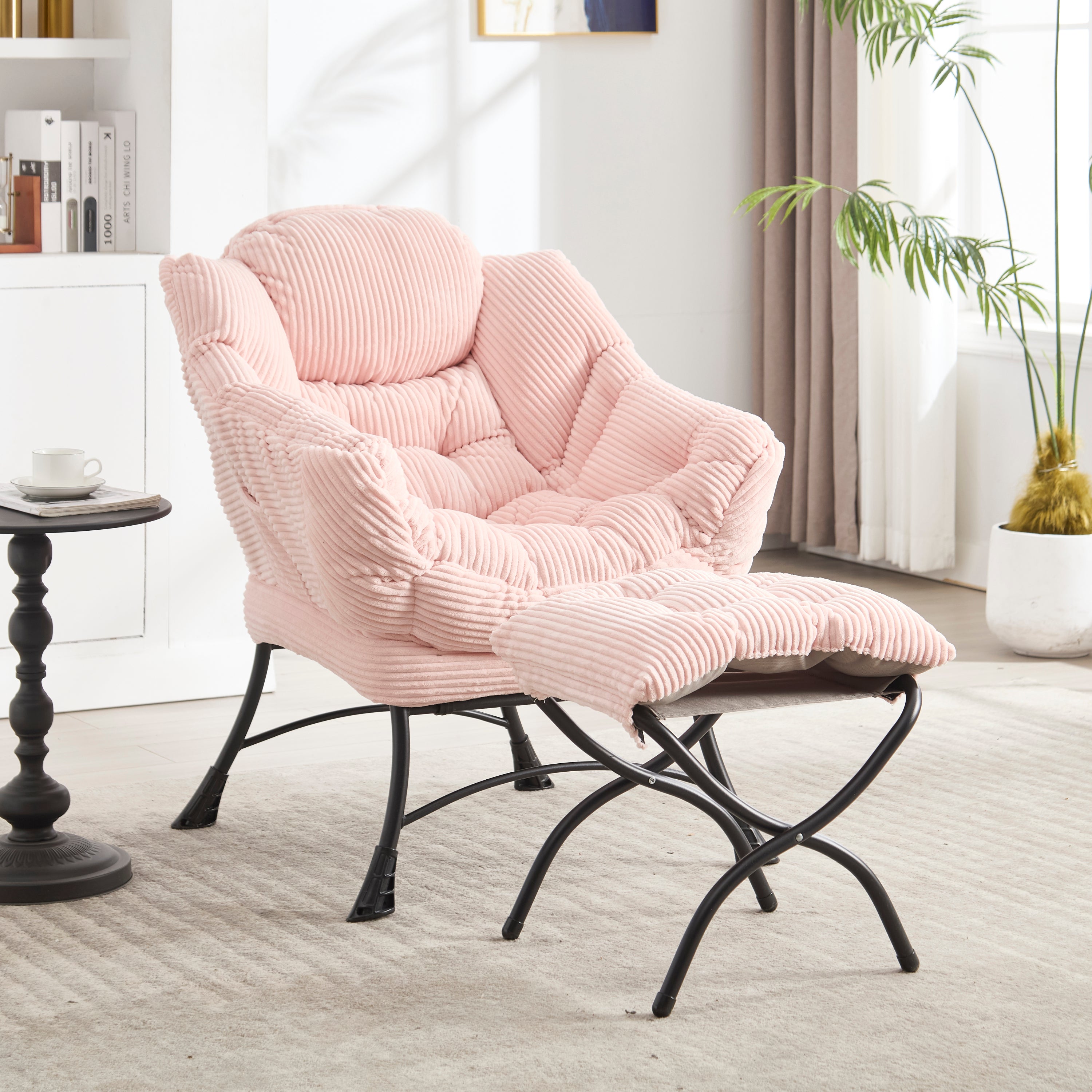 Lazy Lounge Chair with Ottoman — PP Cotton & Side Pocket