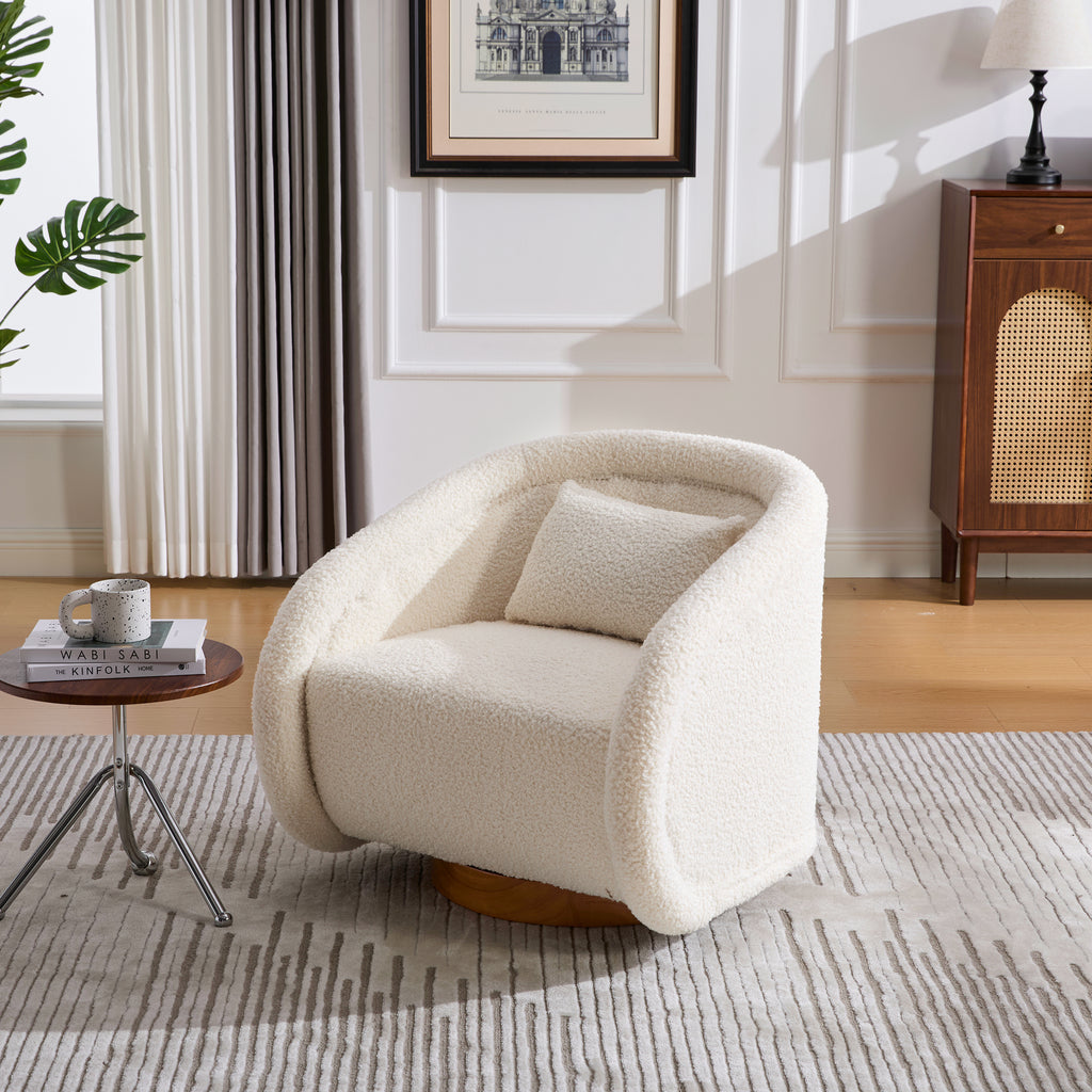 White teddy chair 360 rotation demonstration angle