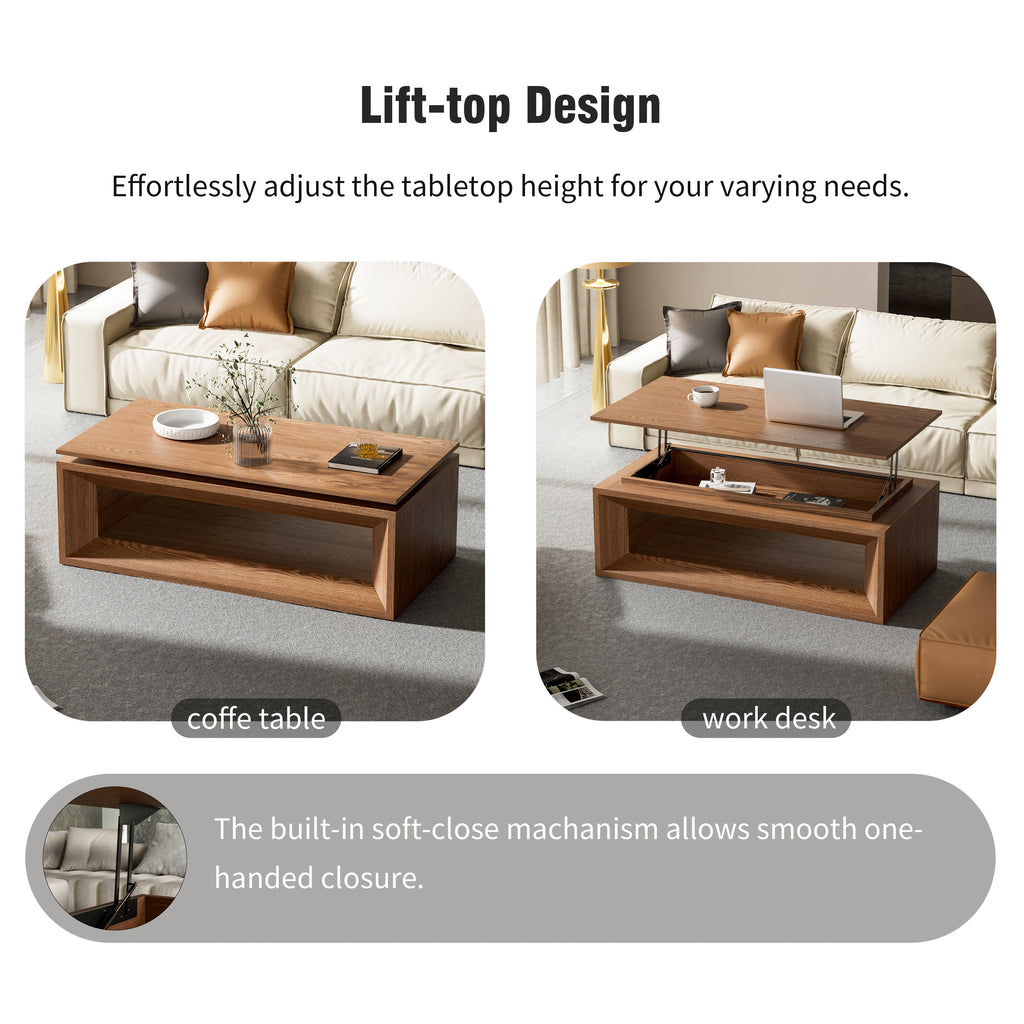 Walnut Wood Veneer Lift-Top Coffee Table with Hidden Storage — 43" Wide — image 13