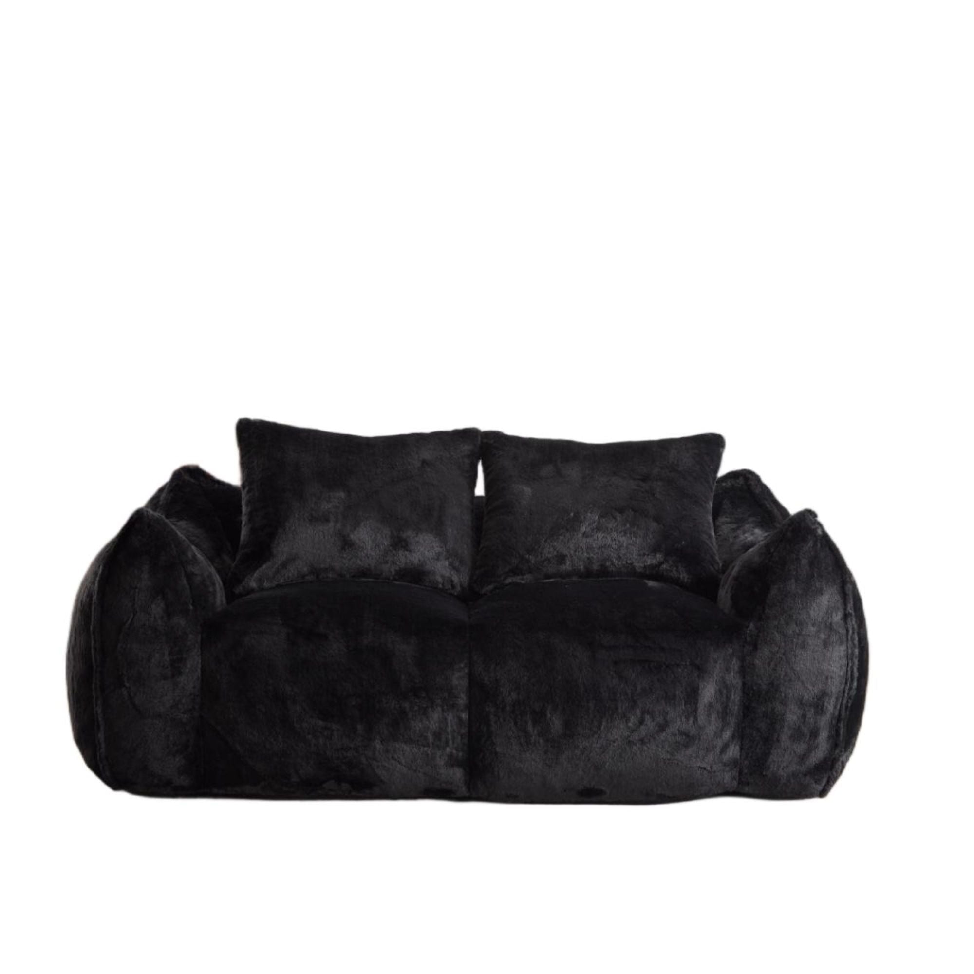 Giant Bean Bag Couch for Adults, Ultra Soft Fluffy Loveseat Bean Bag Sofa, Oversized Chase Lounge Chair Indoor for Living Room Bedroom, No Assembly Required Cozy Reading Chair with Pillows, White