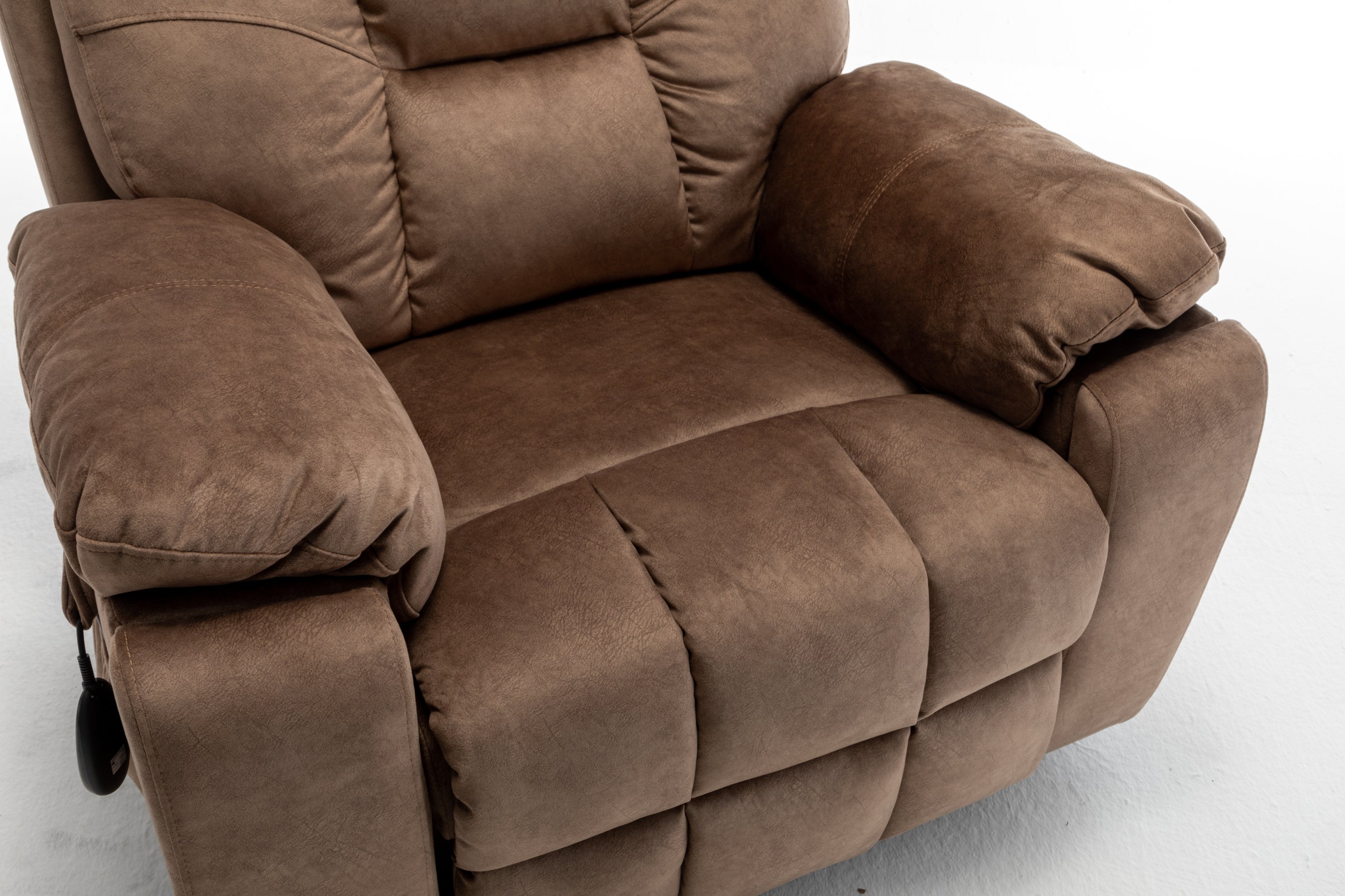 Antique brown lift recliner chair — product photo