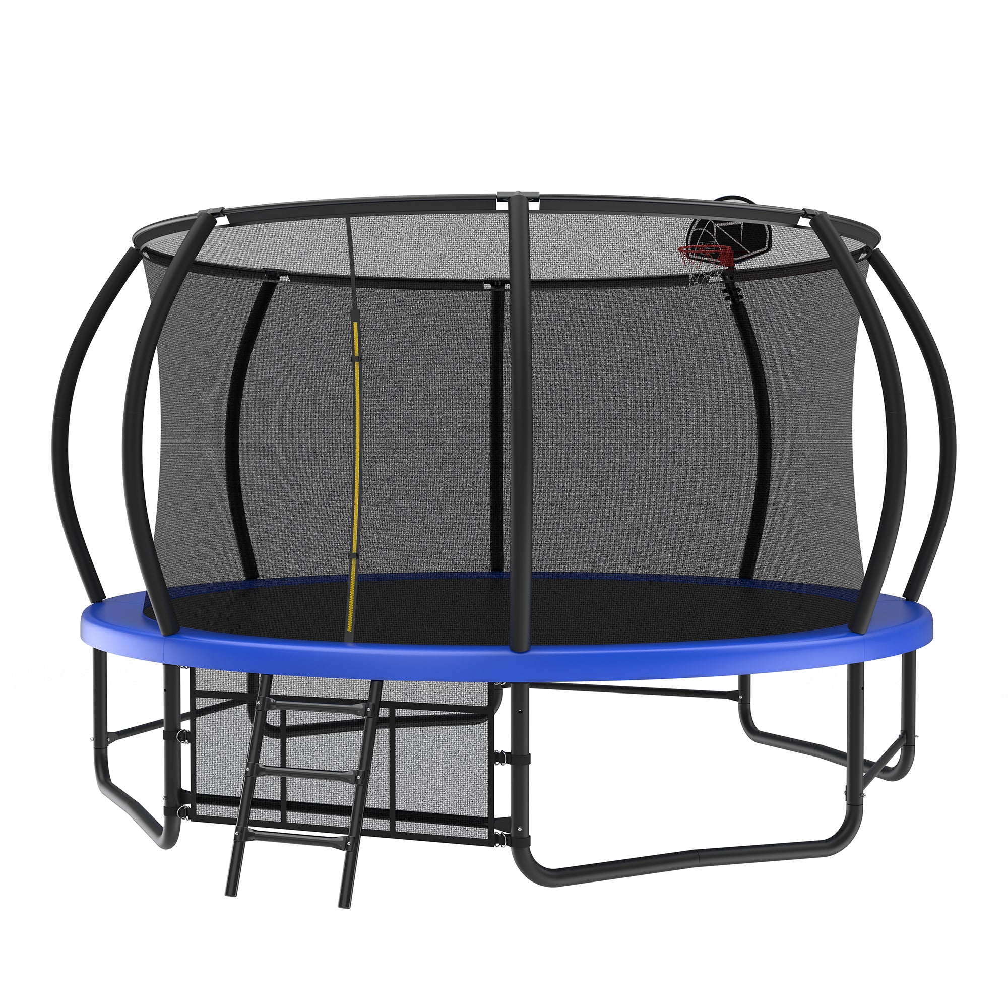 Outdoor trampoline dimensions diagram 14 ft diameter four legs — spec view