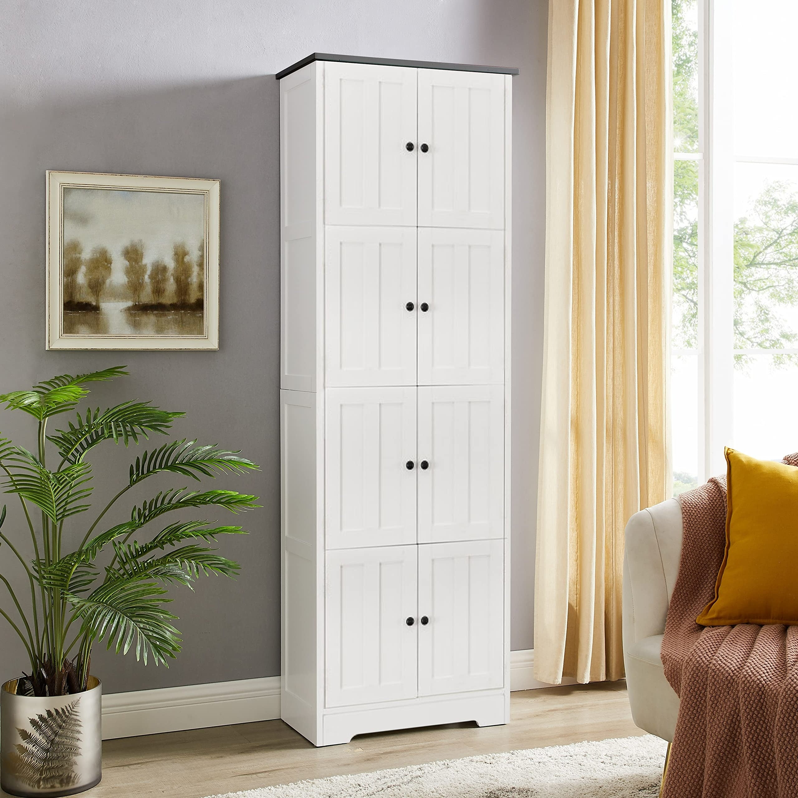 White MDF storage cabinet neat line design