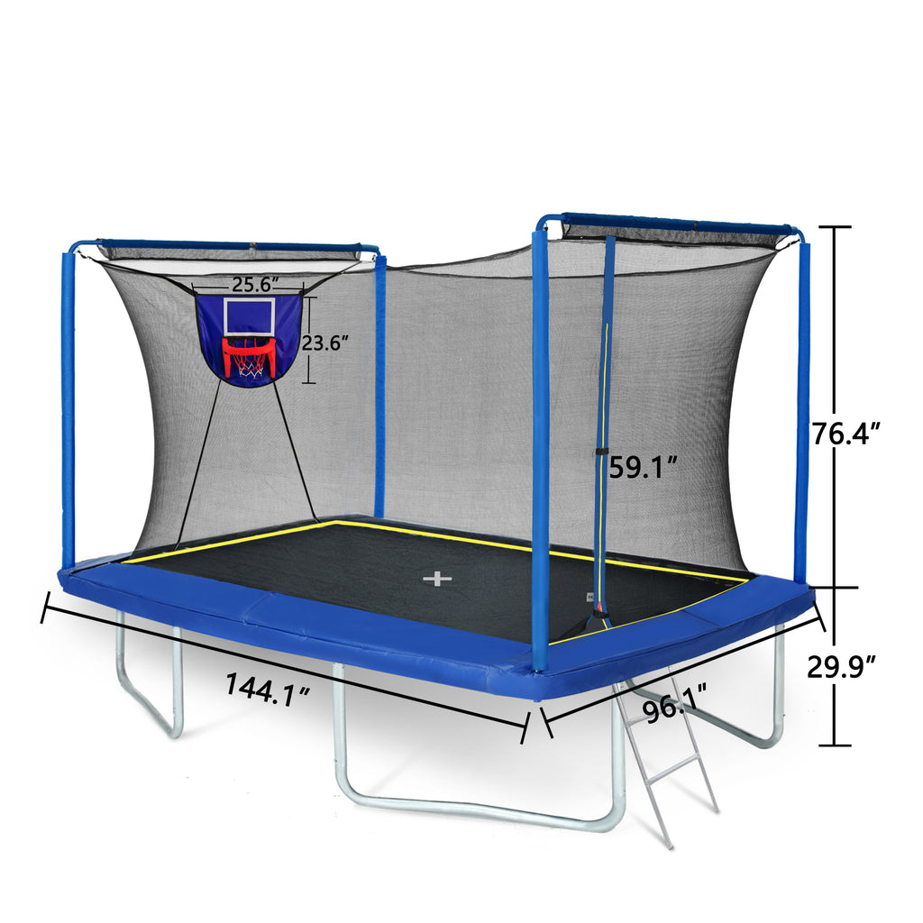 8x12 ft trampoline galvanized steel frame and ladder detail