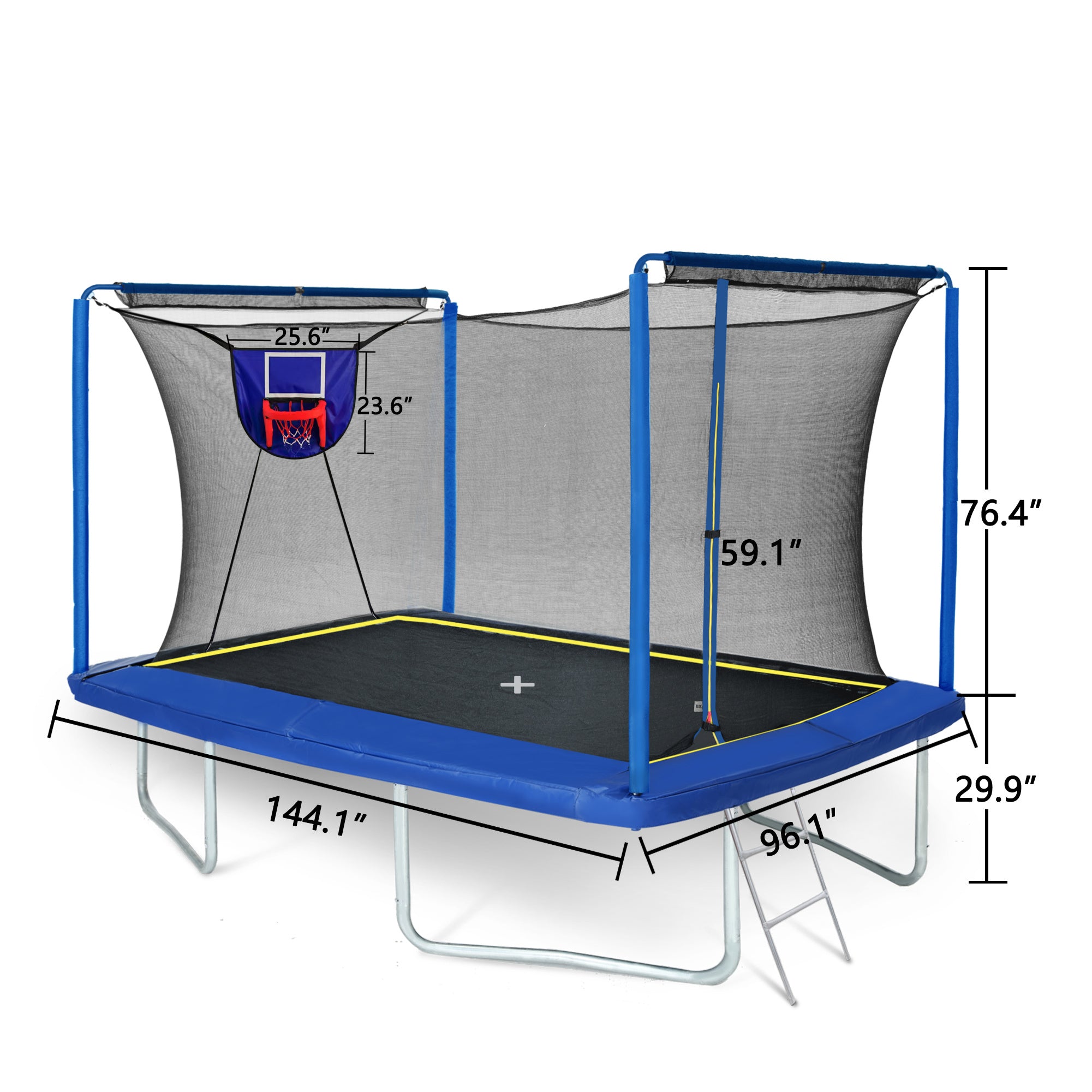 8x12 ft trampoline galvanized steel frame and ladder detail