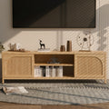 Natural bamboo TV stand storage cabinet — front view