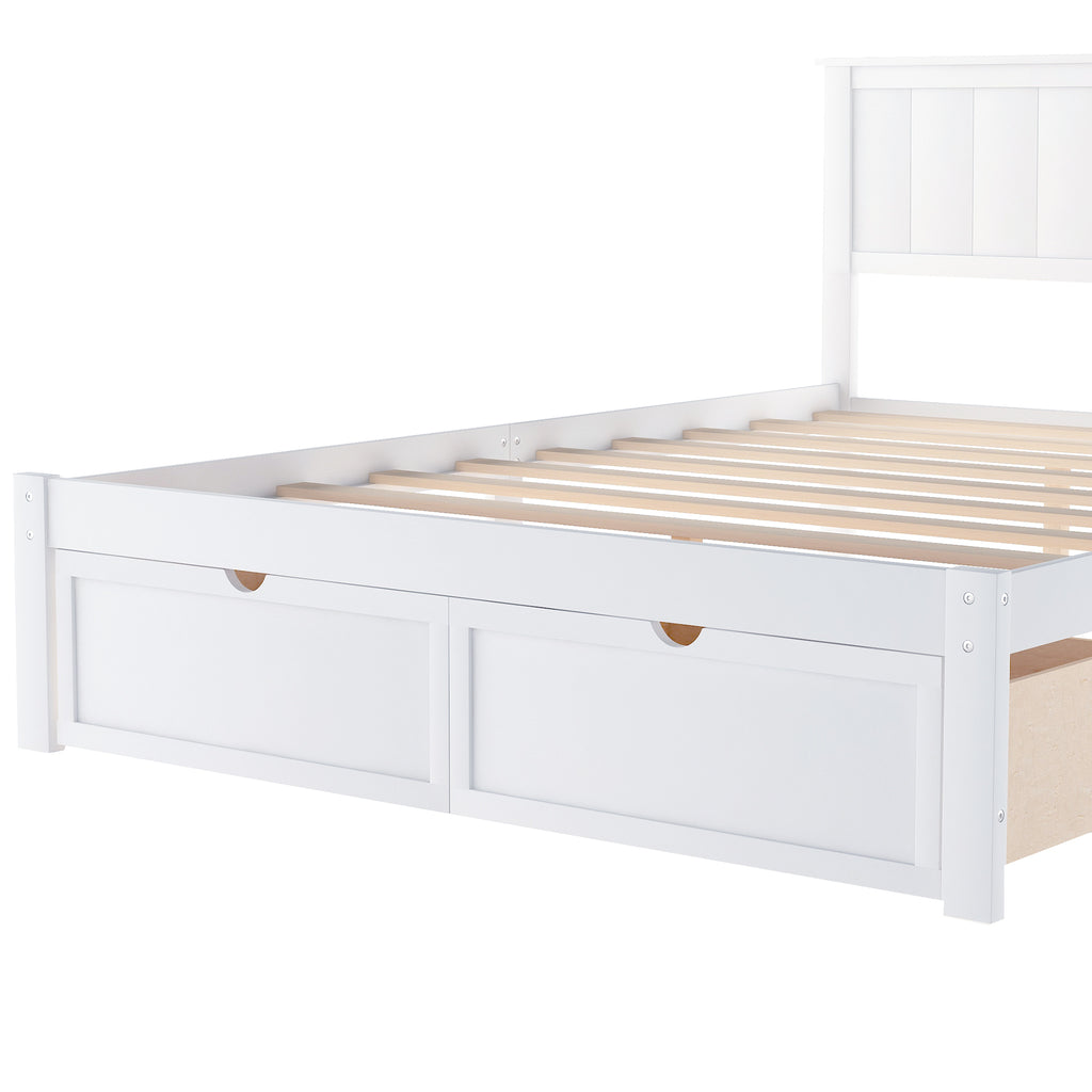 Full size platform bed with drawers — profile view