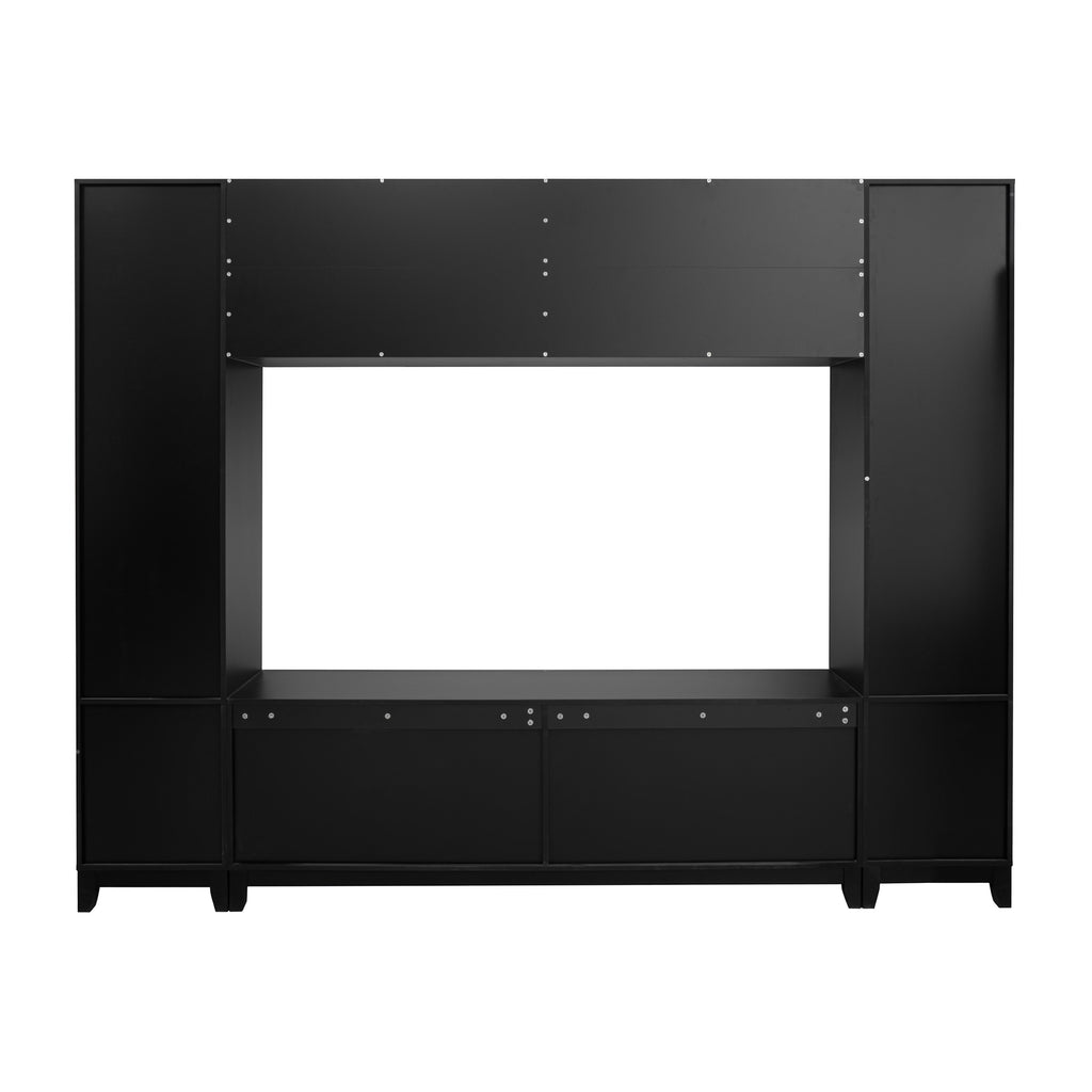 Modern wall unit glass door display cabinet detail