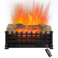 Antique black 20 inch electric fireplace insert 3D log set front view